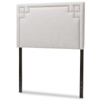 Baxton Studio BBT6575-Greyish Beige-Twin HB Geneva Upholstered Twin Size Headboard